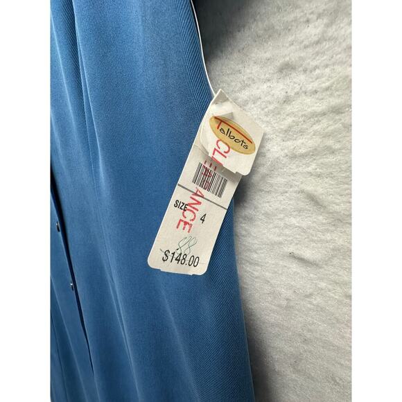Talbots 100% Silk Shirt Dress Blue Button Front Size 4 NWT - Picture 4 of 10